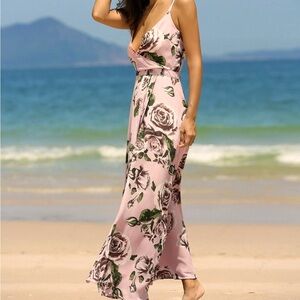 NWOT Pink Floral Chiffon Dress